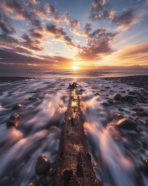 Glänzende Küstenwolken im Abendrot von fernlichtsicht