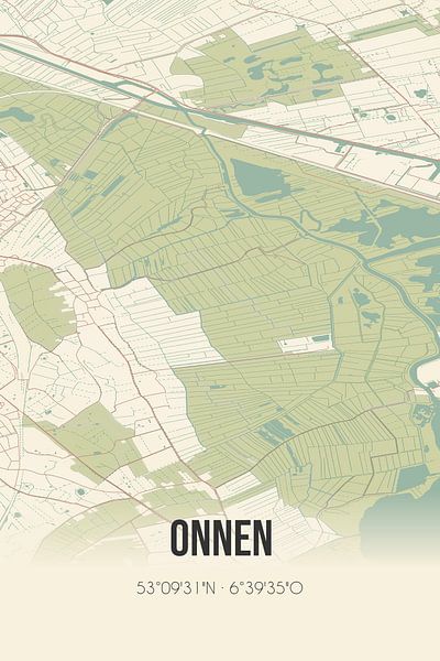 Vintage map of Onnen (Groningen) by Prints of Place