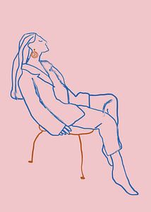 Illustration: Porträt in Rosa, Rot und Blau