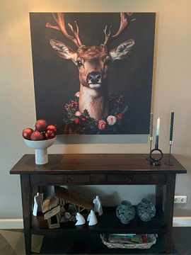 Customer photo: Chic Christmas portrait of a deer by But First Framing