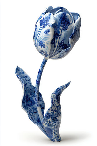 Delfts blauwe tulp, minimalistisch en modern