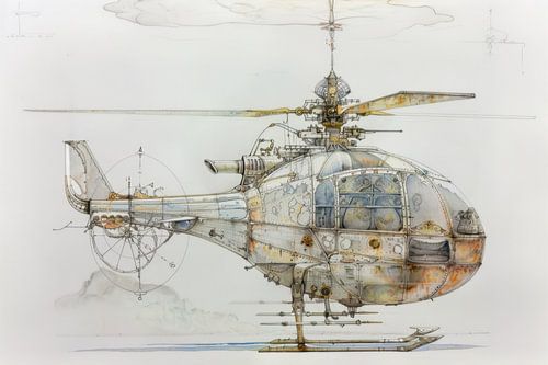 Detailed drawing of a helicopter - 