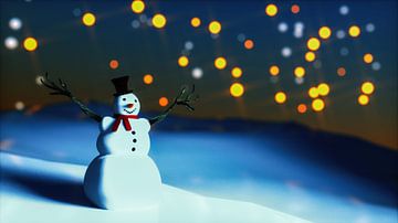 Een sneeuwpop in een winters landschap van Rainer Zapka