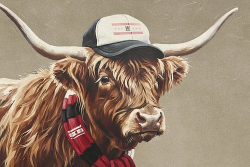 Drenthe icoon - schotse hooglander met logo van de provincie