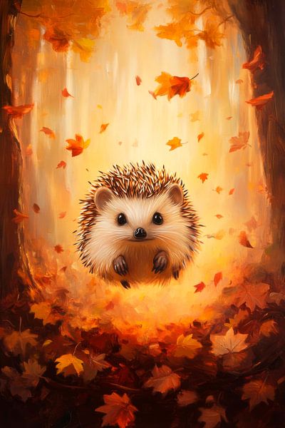 Egels in de herfst van Poster Art Shop