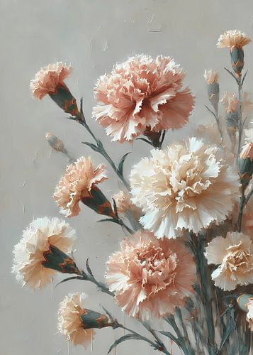 Elegant Anjerboeket – Botanische Kunst in Blush en Crème