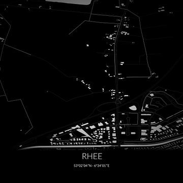 Zwart-witte landkaart van Rhee, Drenthe. van Rezona
