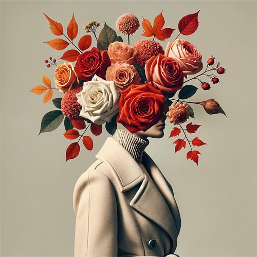 Rozenmagie – Elegante Vrouw in Bloemenpracht