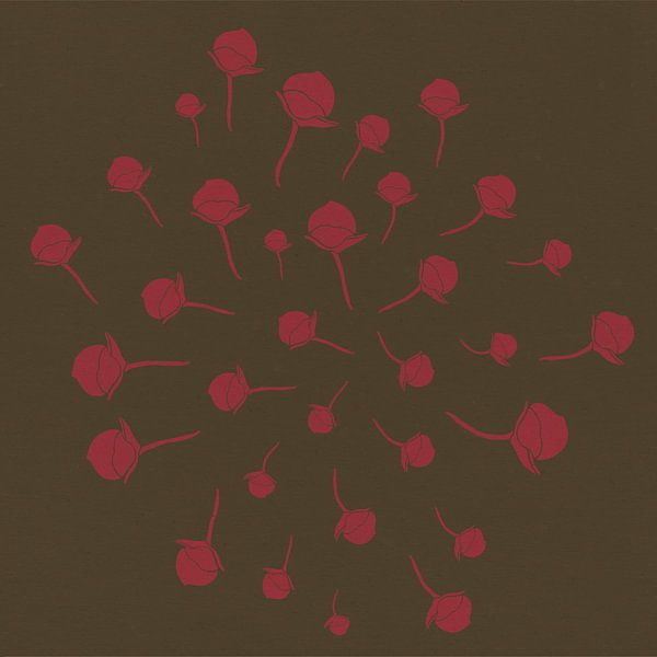Fleurs rouges vintage sur or chaud et foncé. par Dina Dankers