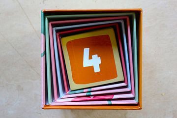 Square spiral with number 4 (four) colourful