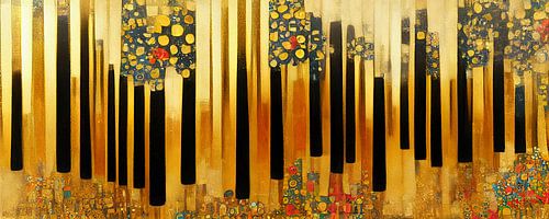 Piano keys in the style of Gustav Klimt