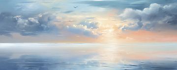 Sonnenaufgang Seelandschaft | Sonnenaufgang Gemälde von Abstraktes Gemälde
