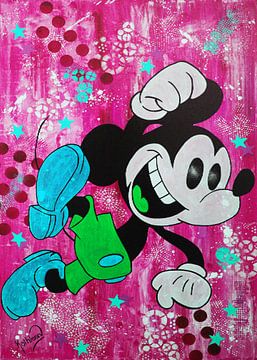 Mickey Mouse "Happy van Kathleen Artist Fine Art