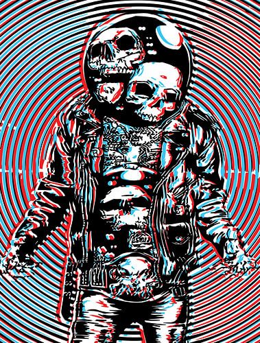 Astronaute au crâne cosmique dans l'art hypnotique