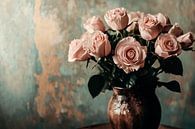 Elegante rozen in bruine vaas van Imperial Art House thumbnail