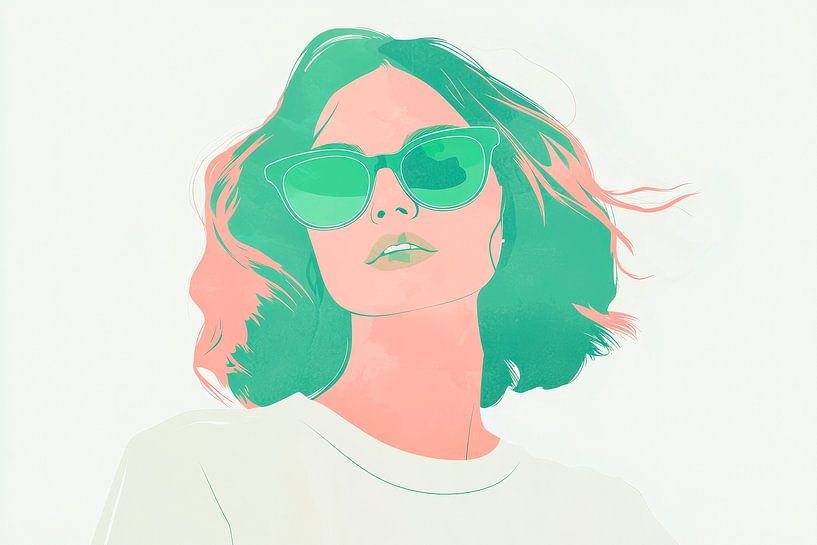 Femme futuriste avec lunettes de soleil par Poster Art Shop