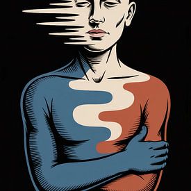 Abstrakte Figur: Rot- und Blau-Wandkunst, Digitaldruck, Modernes Dekor. von Beeld Creaties Ed Steenhoek | Fotografie und künstliche Bilder