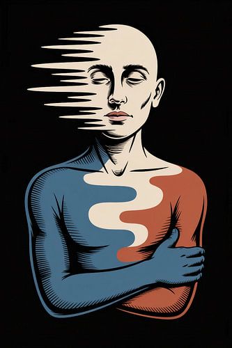 Abstract Figure: Red & Blue Wall Art, Digital Print, Modern Decor. by Beeld Creaties Ed Steenhoek | Photography and Artificial Images