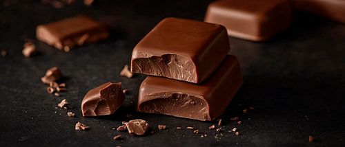 Donkere chocolade op een zwarte achtergrond