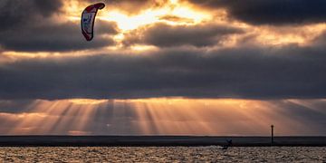 Kitesurfer in the evening by Edwin Benschop