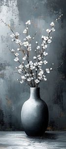 Blumen Stillleben Erdtöne | Rustikale Vase mit stillen Blüten