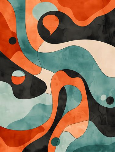 Modern Abstract Blauw Rood II