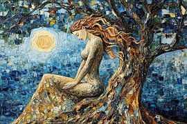 spiritual painting of woman in the forest