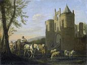 Das Tor zur Burg Egmond, Gerrit Adriaensz. Berckheyde, 1670 - 1698. von Marieke de Koning Miniaturansicht