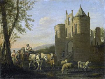 De voorpoort van kasteel Egmond, Gerrit Adriaensz. Berckheyde, 1670 - 1698