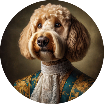Renaissance portret doodle hond van Ellen Van Loon