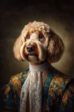 Portrait de la Renaissance chien doodle sur Ellen Van Loon