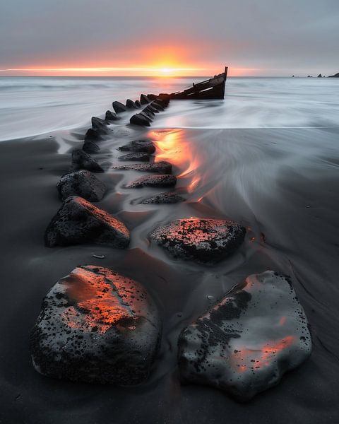 Sonnenuntergang hinter dem Meer von fernlichtsicht