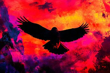 Silhouet vogel kleurrijke achtergrond van Art & Soul Creations