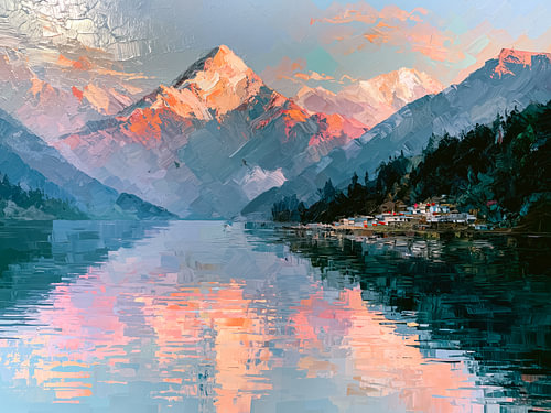 Bergsee bei Sonnenuntergang