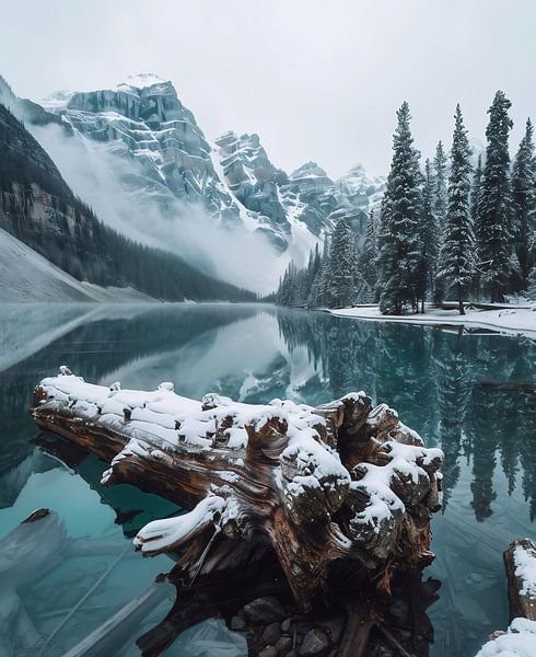 Winterlandschap bij het meer van fernlichtsicht