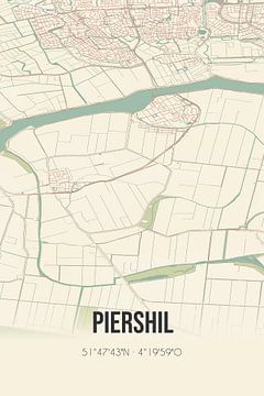 Vintage landkaart van Piershil (Zuid-Holland) van Rezona