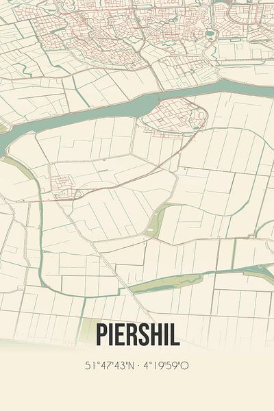 Vintage map of Piershil (South Holland) by Prints of Place
