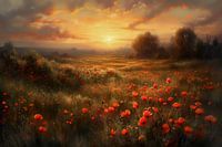 Poppies at Sunset.