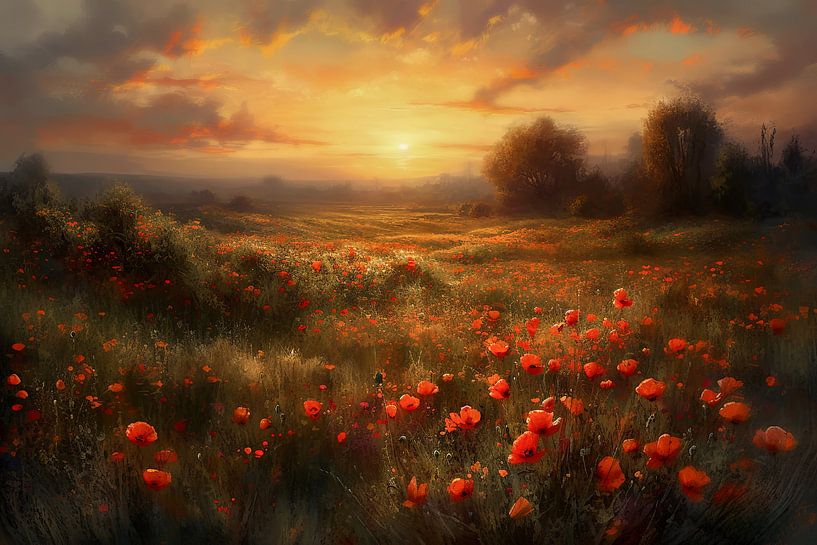 Poppies at Sunset. by AVC Art Studio