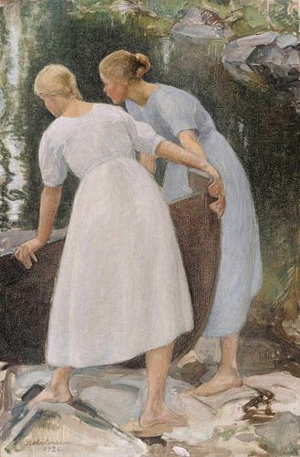 Girls Pushing a Boat, 1925, Pekka Halonen