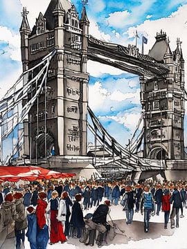 Londen Tower Bridge abstract van Michael