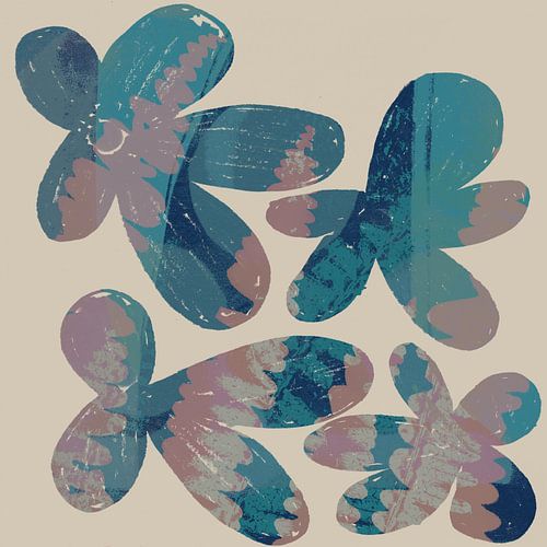 Bloemen in Boho stijl. 70s retro abstract botanisch