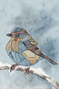 Kleiner Vogel in einem kalten Winter