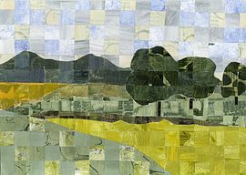 Paysage hérité : collage de papier en patchwork sur Anna Berends van Loenen