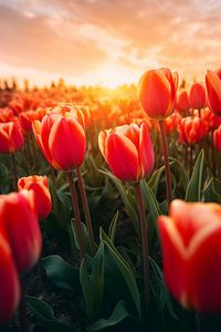 Champ de tulipes au coucher du soleil V3 sur drdigitaldesign