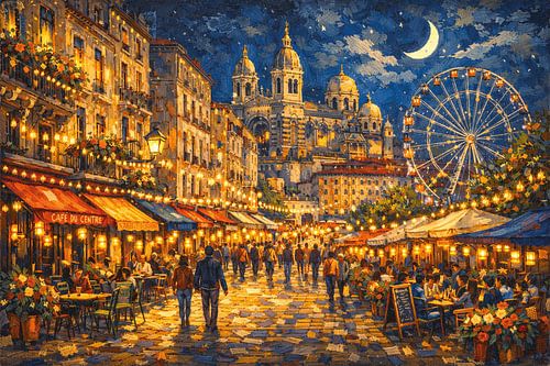 Marseille in Frankrijk, een impressionistisch schilderij.