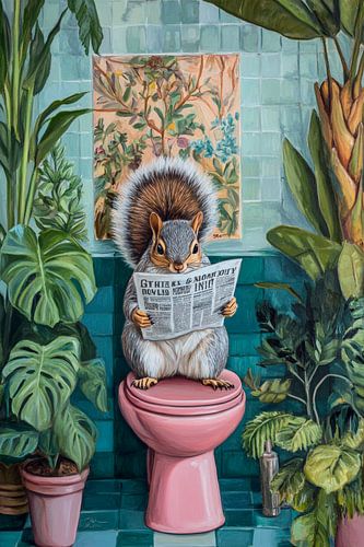 Animal time-out: squirrel reads newspaper by Poster Art Shop