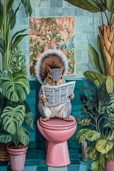 Temps mort animal : l'écureuil lit le journal par Poster Art Shop