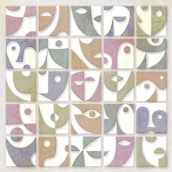 25 tiles no name, with face by Joan Engels