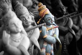 God Rama plays the flute (duotone) by Eddie Meijer
